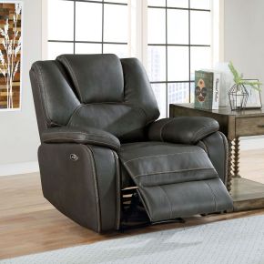 Furniture of America CM6219GY-CH Ffion - Power Recliner - Gray