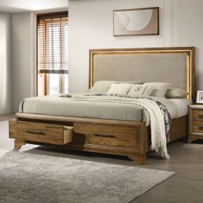 New Classic 00-B1424-14C Talcott - 6/6 Eastern King 4 Piece Bedroom Set (Bed, Dresser, Mirror, Chest) - Light Brown