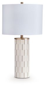Ashley Furniture L235954 Faridworth - Poly Table Lamp - White / Gold Finish