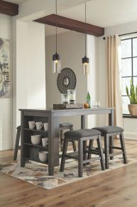 Signature Design by Ashley® D388/13/024(4) Caitbrook - Gray - 5 Pc. - Counter Table, 4 Upholstered Stools