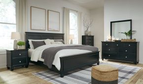 Signature Design by Ashley® B687/31/36/56/58/97/92(2) Lanolee - 7 Pc. - Dresser, Mirror, King Panel Bed, 2 Nightstands - Black