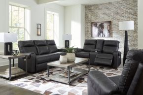 Signature Design by Ashley® 34105/87/96/98 Axtellton - Carbon - 3 Pc. - Power Reclining Sofa, Power Reclining Loveseat, Power Rocker Recliner