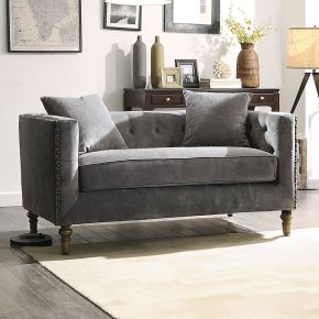 ACME 53581 Sidonia - Loveseat With 2 Pillows - Gray Velvet
