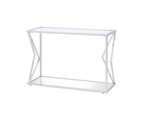 ACME 83484 Virtue - Sofa Table - Clear Glass & Chrome Finish
