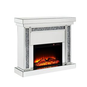 ACME 90470 Noralie - Fireplace - Mirrored & Faux Diamonds - 42"