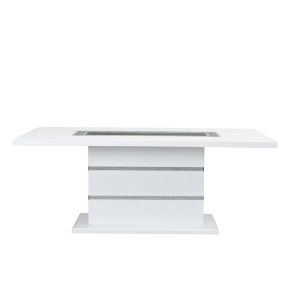 ACME DN00814 Elizaveta - Dining Table With Pedestal Base - Faux Crystal Diamonds & White High Gloss