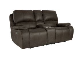 New Classic U093-25P2-BRN Brookings - Console Loveseat With Power Headrest & Footrest - Brown