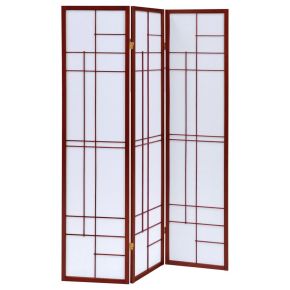 CoasterEveryday 900110 Katerina - 3-Panel Room Divider Folding Shoji Screen - Cherry