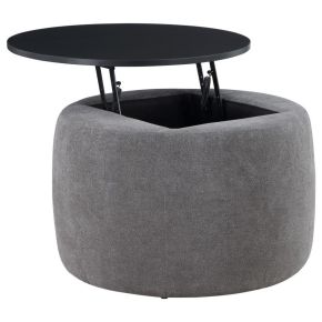 Coaster Fine Furniture 910147 Tesoro - Round Upholstered Lift Top Storage Ottoman - Gray