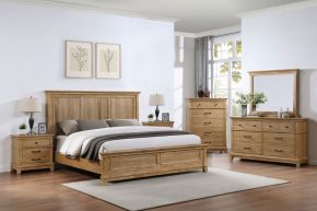 New Classic 00-B3907-36N Sunstone - 5/0 Queen 6 Piece Bedroom Set (Bed & Dresser & Mirror & Chest & 2 Nightstands) - Light Brown