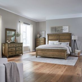 Liberty Furniture 930-BR-QPBDMC Carolina Park - 4 Piece Bedroom Set (Queen Panel Bed, Dresser & Mirror, Chest) - Brown