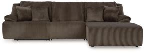 Signature Design by Ashley® 92705S6 Top Tier - 3-Piece Reclining Sectional Sofa With Raf Chaise - Chocolate