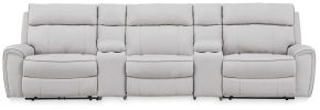 Ashley Furniture PC98802S14 Ashley Furniture PC98802S14 Social Pointe - 5-Piece Power Reclining Sectional With Storage Consoles And Armless Chair - Pearl / Ash