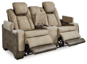 Signature Design by Ashley® 2200318 Next-Gen Durapella - Power Reclining Loveseat With Console/Adj Headrest - Sand