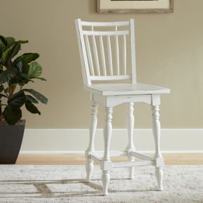 Liberty Furniture 244-B400324 Magnolia Manor - Spindle Back Swivel Counter Height Chair - White