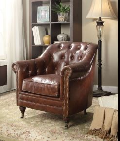 ACME 53627 Aberdeen - Chair - Vintage Dark Brown Top Grain Leather
