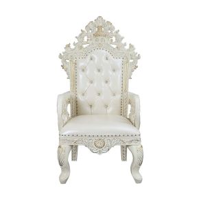 ACME DN01231 Adara - Arm Chair (Set of 2) - Pearl White Synthetic Leather & Antique White