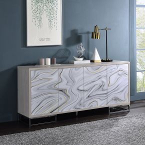 ACME AC02344 Panos - Console Cabinet - White Marble Print & Chrome