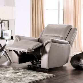 Furniture of America CM9910ST-CH-PM Gorgius - Power Recliner - Light Gray