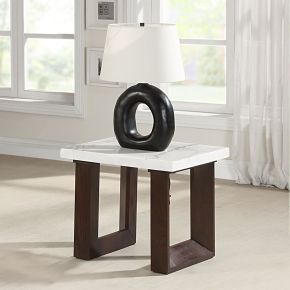 ACME LV03206 Edwyn - End Table With Marble Top - White