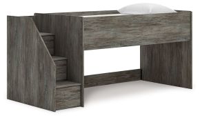 Signature Design by Ashley® B4480B12 Frandern - Twin Loft Bed With Left Storage Steps - Gray