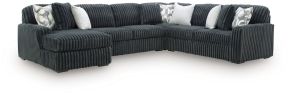 Signature Design by Ashley® 98105S1 Midnight-Madness - 4-Piece Sectional With LAF Corner Chaise - Gunmetal