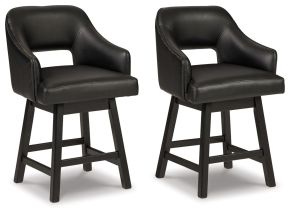 Signature Design by Ashley® D380-924 Tallenger - UPH Swivel Barstool (Set of 2) - Black / Dark Brown