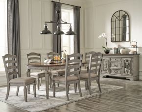 Signature Design by Ashley® D751/35/01(6)/60 Lodenbay - Antique Gray - 8 Pc. - Dining Room Extensiontable, 6 Side Chairs, Server