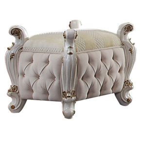 ACME 27885 Picardy - Vanity Stool - Fabric & Antique Pearl