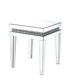 ACME 88052 Lotus - 20" End Table - Mirrored & Faux Ice Cube Crystals