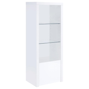 Coaster Fine Furniture 704254 Jude - 3-Shelf Engineered Wood Media Tower - High Gloss White