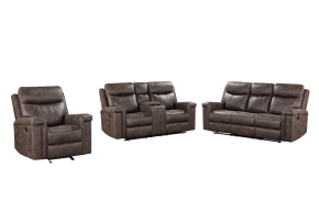 New Classic 20-U1798-3NP Quade - Manual 3 Piece Sofa & Loveseat & Recliner - Mocha
