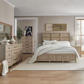 Liberty Furniture 780-BR-KPBDMCN Liberty Furniture 780-BR-KPBDMCN Proximity Place - 5 Piece Bedroom Set (King Panel Bed, Dresser & Mirror, Chest, Night Stand) - Barley Buff