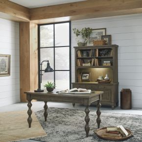 Liberty Furniture 615-HO-3DH Americana Farmhouse - 3 Piece Home Office Set (Desk & Hutch) - Light Brown