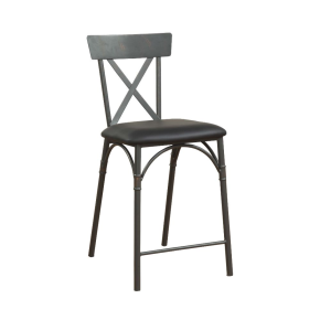 ACME 72087 Itzel - Counter Height Chair (Set of 2) - Black PU & Sandy Gray
