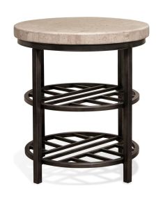 Riverside Furniture 77708 Riverside Furniture 77708 Capri - Round Side Table - Alabaster Travertine