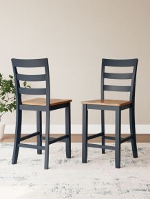 Signature Design by Ashley® D399-124 Gesthaven - Natural / Blue - Barstool (Set of 2)