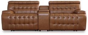 Signature Design by Ashley® U92708S2 Temmpton - 3-Piece Power Reclining Sectional Loveseat With Console - Chocolate