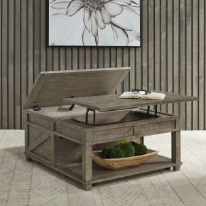 Liberty Furniture 172-OT1010 Parkland Falls - Square Lift Top Cocktail Table - Weathered Taupe