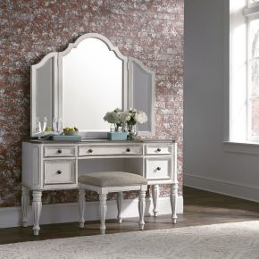 Liberty Furniture 244-BR-VN Magnolia Manor - 3 Piece Vanity Set - Antique White