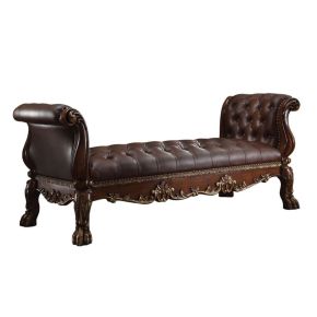 ACME 96486 Dresden - Bench - Cherry Synthetic Leather & Cherry Oak