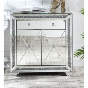 ACME 97645 Noralie - Accent Table - Mirrored & Faux Diamonds