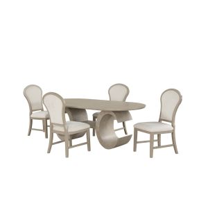 New Classic 40-D4128-OD4C New Classic 40-D4128-OD4C Gwendolyn - Oval Dining Table With 4 Side Chairs - Beige / Natural