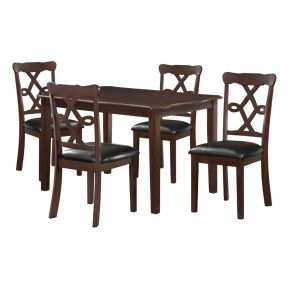 ACME 71835 Ingeborg - 5 Piece Dining Set - Black Synthetic Leather & Espresso