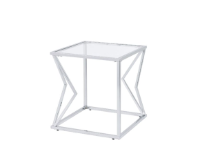 ACME 83482 Virtue - End Table - Clear Glass & Chrome Finish