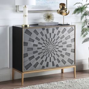 ACME AC00200 Quilla - Console Cabinet - Black, Gray & Brass