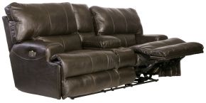 Jackson Furniture Industries 764589-1283/28-3083/28 Jackson Furniture Industries 764589-1283/28-3083/28 Wembley - Italian Leather Match Power Lay Flat Reclining Console Loveseat With Power Adjustable Headrest & Lumbar - Steel