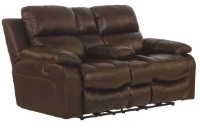 Catnapper 64999-1268/09-3068/09 Positano - Top Grain Italian Leather Power Reclining Console Loveseat - Cocoa