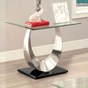 Furniture of America CM4726E-TABLE Orla - End Table - Satin Plated / Black