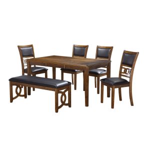 New Classic 40-1701B-D4CB New Classic 40-1701B-D4CB Gia - 6 Piece Dining Table & 4 Chairs & Bench - Brown